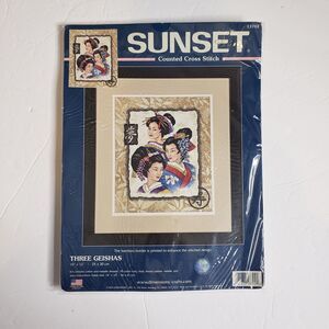 Sunset Three Geishas Cross Stitch Kit 13702 Asian Art Embroidery New 10x12